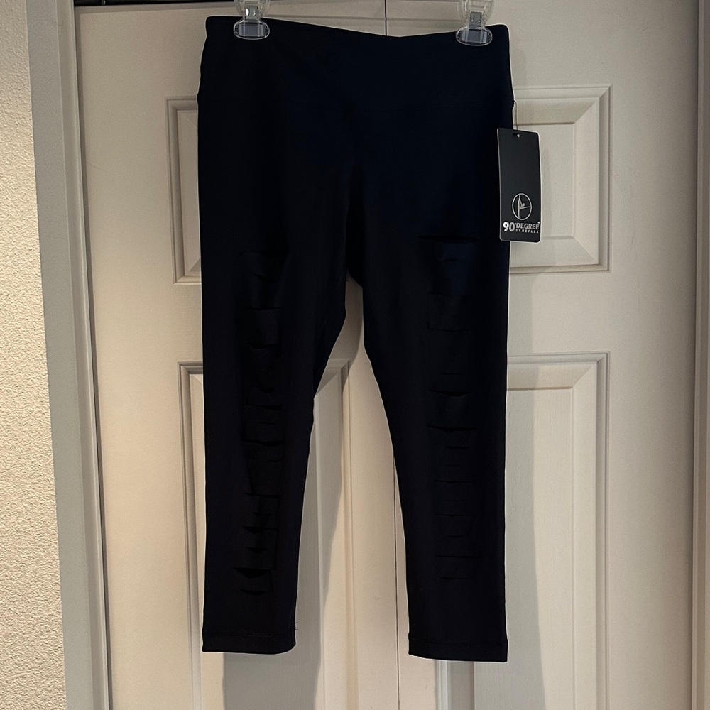 90 Degree By Reflex Black Leggings with Cut-Out Details NWT size M